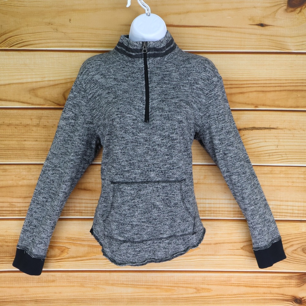 SO‎ 1/4 Zip Jacket Juniors XL Gray Heathered 100% Cotton Front Pocket Mock Neck
